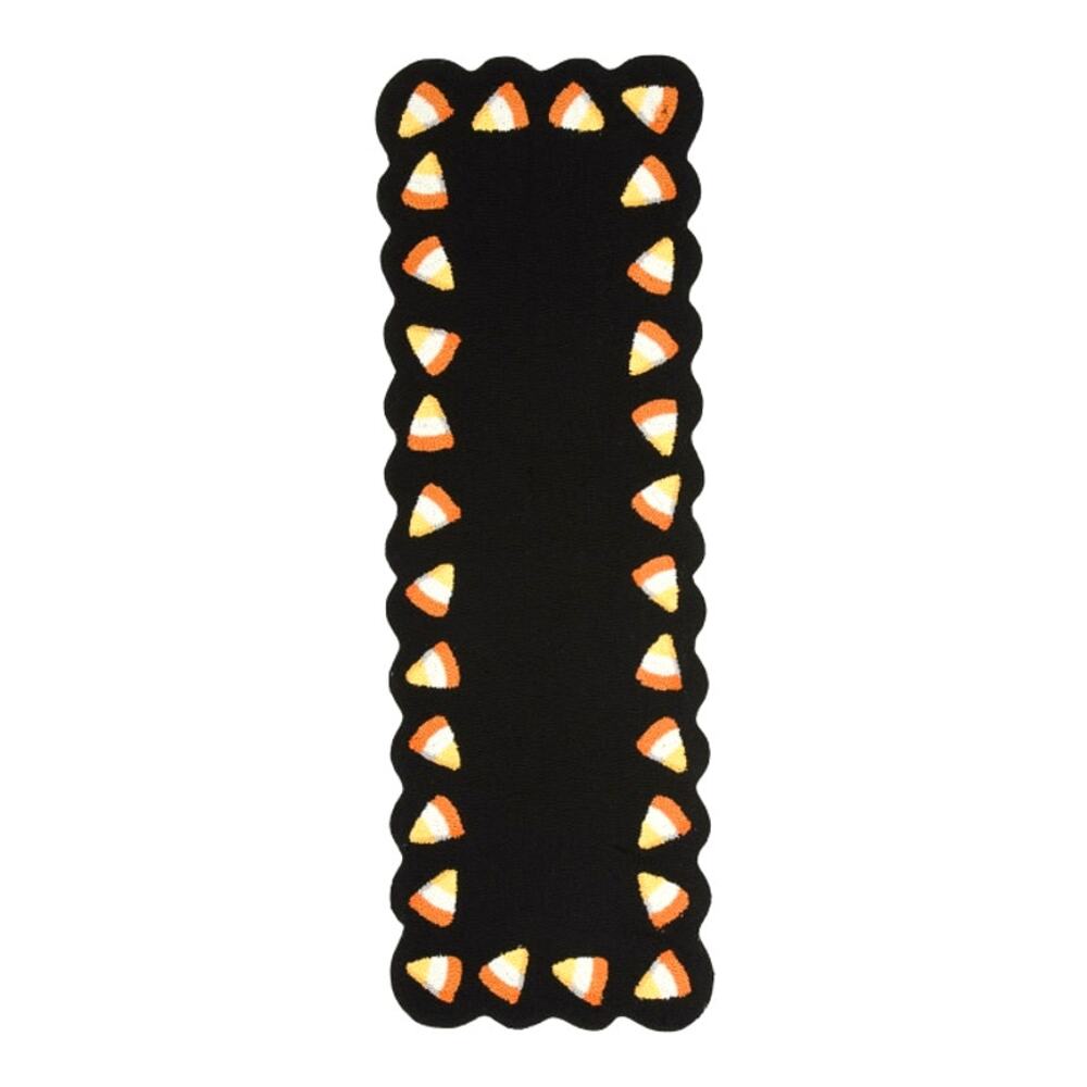 LOLOI Halloween Candy Corn Hooked Accent Rug 20x60 Scalloped Home Decor New